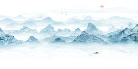 中式水墨意境山水画