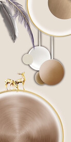 轻奢装饰画 几何图形圆 羽毛