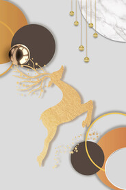 轻奢装饰画 麋鹿 大理石纹