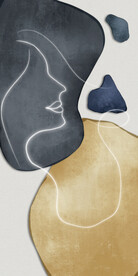 装饰画 抽象女头像 油墨画彩绘