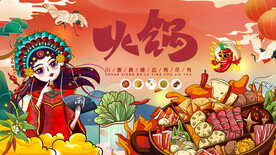 国潮火锅店背景墙