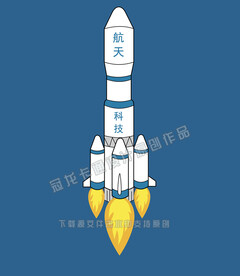 卡通简笔画火箭漫画矢量图