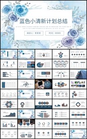 蓝色花卉新年工作计划总结ppt