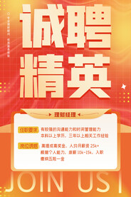 橙色简约招聘精英海报