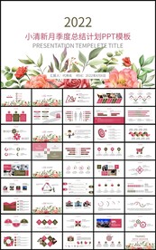 小清新月季度总结计划PPT模板