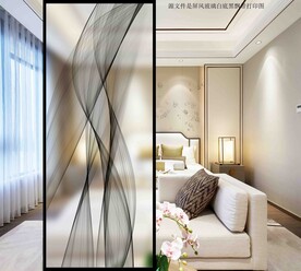 高清白底黑飘带屏风打印图