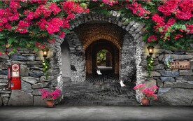 3D墙洞田园风背景墙壁画