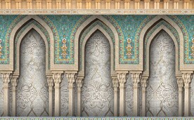 3D伊斯兰建筑花纹背景墙壁画