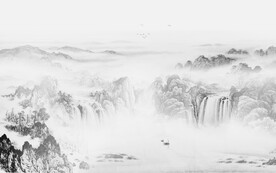 中国风山水画背景墙