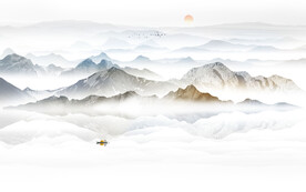 电视背景墙山水画