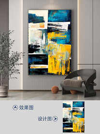 现代手绘抽象油画玄关装饰画