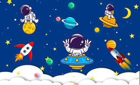 卡通太空人儿童房背景