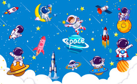 太空人星空宇航员背景墙