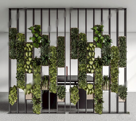 现代植物墙隔断su模型