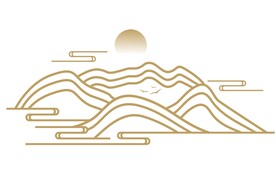 中式中国风云纹山水山纹线条画