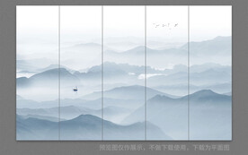屏风水墨山水画