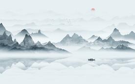 水墨山水画背景墙