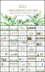 小清新月季度总结计划PPT模板