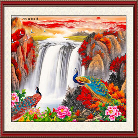 鸿运当头花开富贵孔雀装饰画