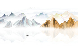 金色水墨山水画