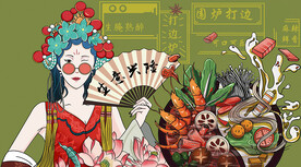 国潮火锅背景墙