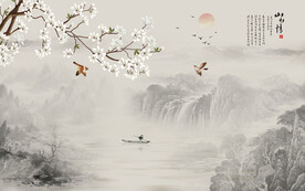 新中式花鸟画背景墙