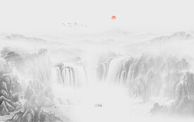 新中式水墨山水背景墙