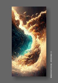 梦幻立体抽象海浪装饰画