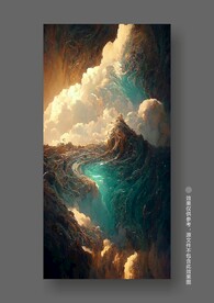 梦幻立体抽象海浪玄关装饰画