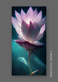 唯美梦幻新中式手绘荷花装饰画