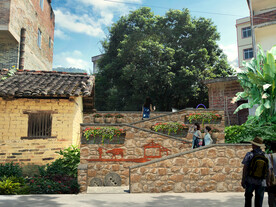 毛石挡墙效果图