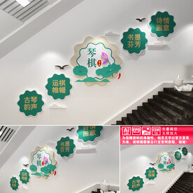 琴棋书画楼道文化墙