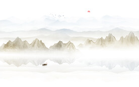 水墨山水画背景墙