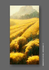 北欧小麦秋色田园风光风景装饰画
