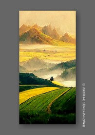 北欧小麦秋色田园风光风景装饰画