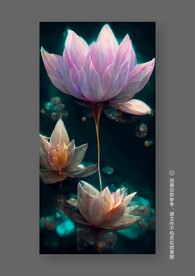 复古禅意荷花玄关客厅装饰画