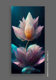 现代抽象立体荷花客厅玄关装饰画