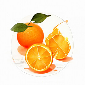 手绘橙子