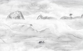 装饰画 新中式水墨山水画 小船