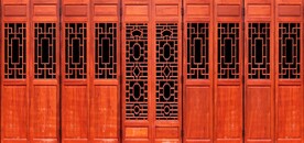 中式古典门窗电视背景墙