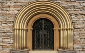 3D欧洲拱门建筑背景墙