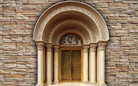 3D欧洲拱门建筑背景墙