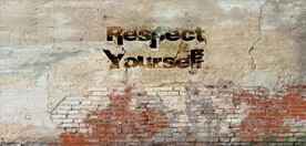 尊重自己水泥墙背景墙壁画