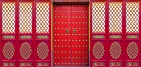 中式古典门窗电视背景墙