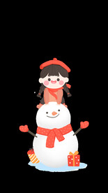 堆雪人的小女孩