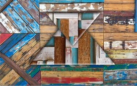 抽象几何彩色木块电视背景墙