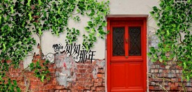 匆匆那年砖墙木门背景墙壁画