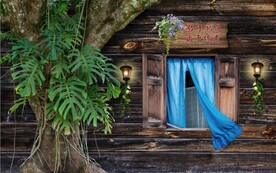 3D大树木屋场景背景墙壁画