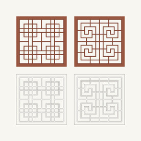 正方形窗花格 花窗 中式图案