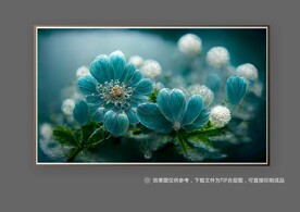 抽象蓝色唯美立体花朵装饰画